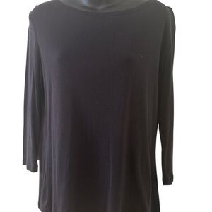 Talbots Black Pima Cotton Tunic Shirt Top Size Large